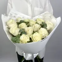 Букет Монобукет из белых роз №2